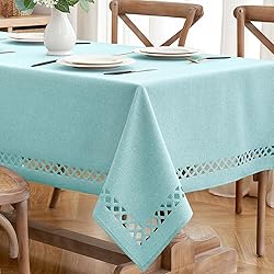 MIULEE Aqua Blue Polyester Linen Rectangle