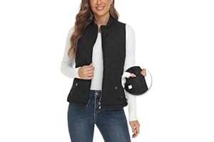 YESLIFE 2024 Women's Outwear Quilted Vest With One Inside Pocket - Stand Collar Lightweight Padded Gilet for Women