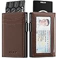 VULKIT Men's Wallet with ID Window Premium Leather Wallets RFID Blocking Minimalist Wallet Pop Up Card Holder Magnetic Closure