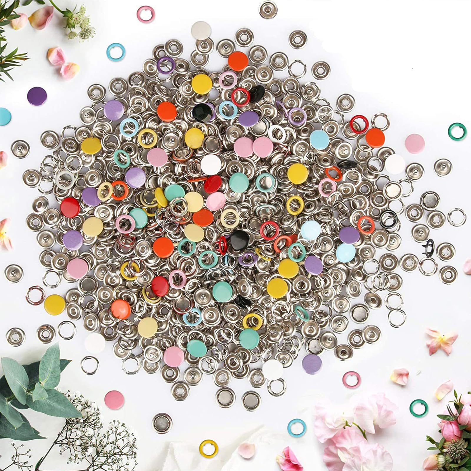 GTAAOY 800PCS Metal Snaps Buttons with Fastener Pliers Press Tool Kit Perfect for DIY Crafts Clothes Hats and Sewing, Snap Button Fasteners Kit for Clothing Sewing(200 Sets,10 Colors,9.5mm)