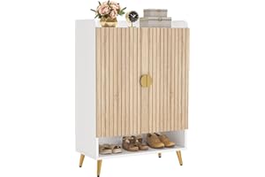 LITTLE TREE Shoe Cabinet with Doors & Adjustable Shelves, 7-Tier Modern Free Standing Shoe Racks Storage Organizer for Entryw