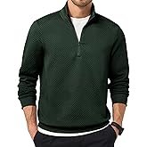 Dokotoo Men Men's Quarter Zip Sweatshirts Soild Casual Geometric Texture Long Sleeve Knit Mock Neck Sweaters Pullover