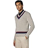 Brooks Brothers Mens Luxury Wool Blend Long Sleeve V-Neck Tennis Sweater