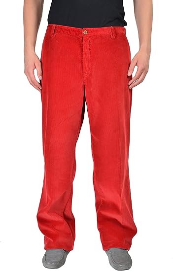 エトロメンズ明るい赤コーデュロイフラットフロントパンツサイズus 42 It 58 メンズ 通販 Amazon