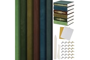 Humyoun Book Binding Cloth Kit, Includes 12''x16'' Bookcover Cloth Fabric 24 Decorative Corners 3 Iron on Vinyl Sheets Bone Folder Tools, Backing Paper,for Old Book DIY Craft Supplies (Green Series)