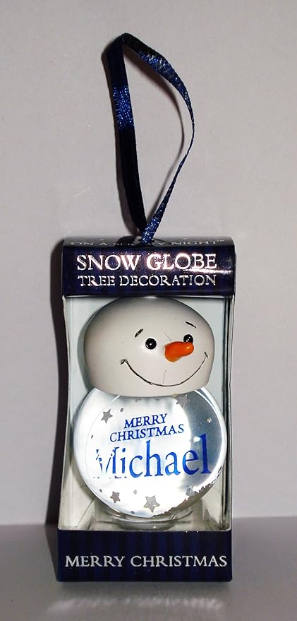 Michael Personalised Snow Globe Christmas Tree Decoration Amazon