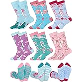 Shyyween 6 Pairs Axolotl Socks Mexican Salamander Cotton Crew Socks Axolotl Valentines Birthday Gifts for Teens Adult Girls