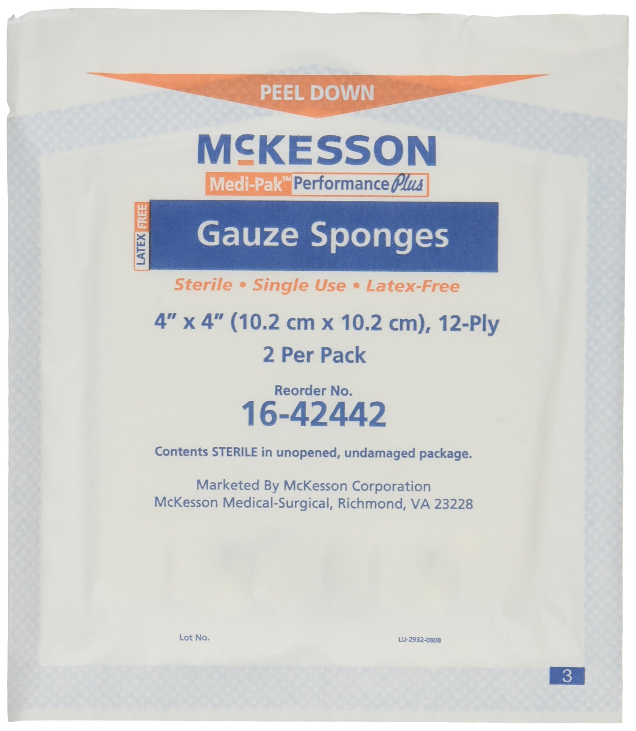 Mckesson Performance plus Gauze Sponge Cover Dressing Sterile, 4 X 4 Inches, Box of 50(packaging