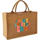 Qlvexkah 30 40 50 60 70 80 90 Jute Burlap Tote Bags Birthday Gifts for Women, 17" x 6.8" x 11.8"