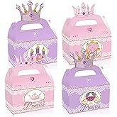 12 Pack Little Princess Crown Treat Box Princess Theme Party Gift Box Christmas Treat Boxes Candy Snack Goodie Bags Cardboard Boxes for Birthday Party Favors, Holiday Goodies