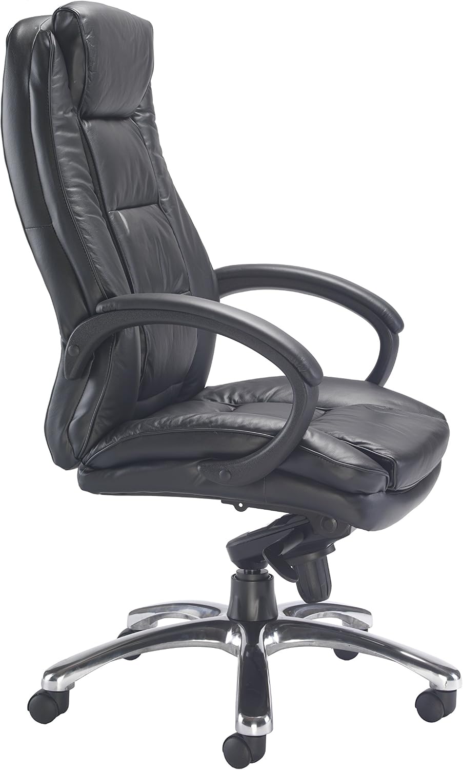 Office Hippo Executive Leather Faced Chair, Black, Black Leather, 73x73x118 cm - Image 4