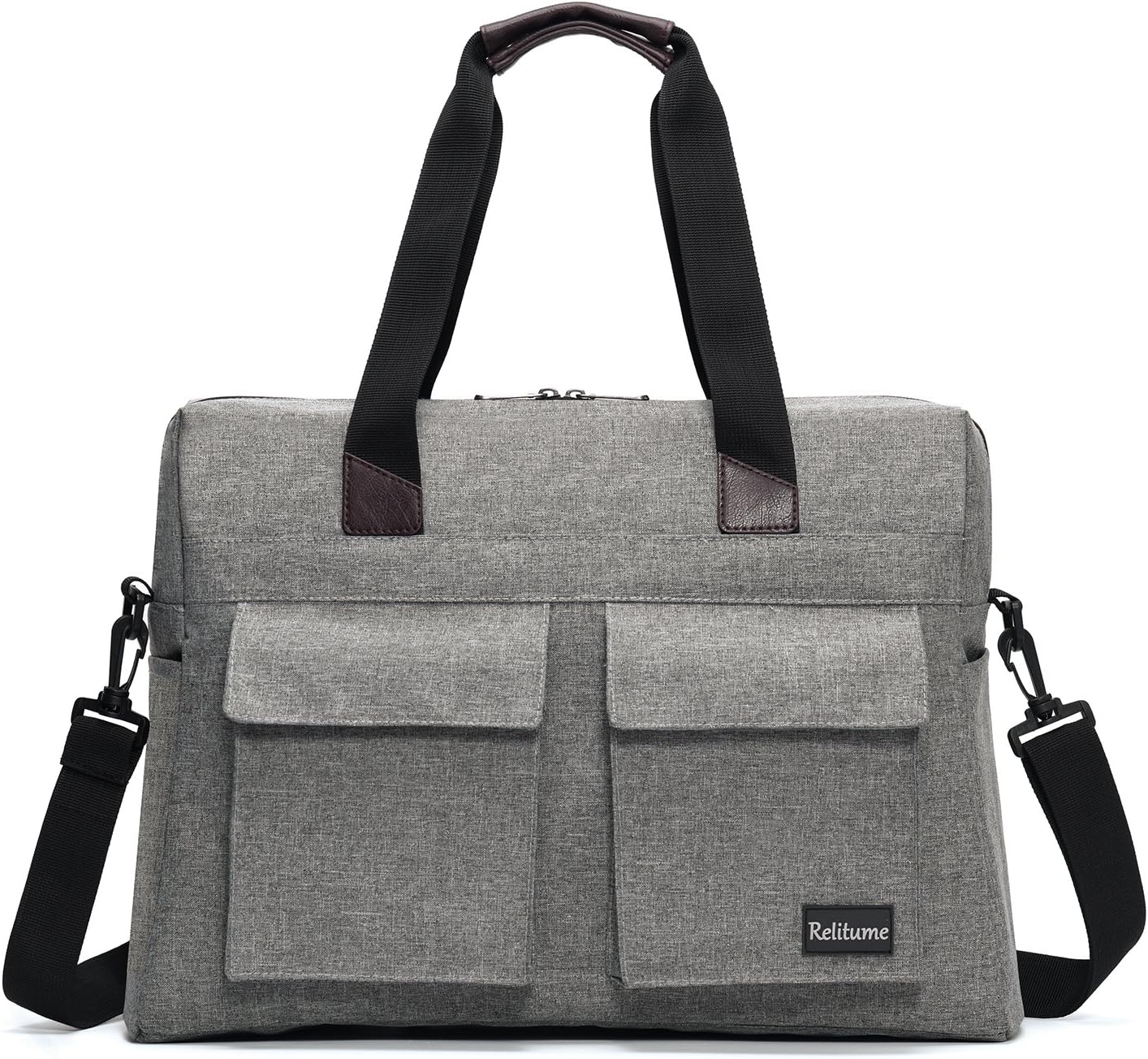 Relitume Men Business Travel Messenger Bag,Laptop Briefcase Crossbody Shoulder Bag Back to School Satchel Grey