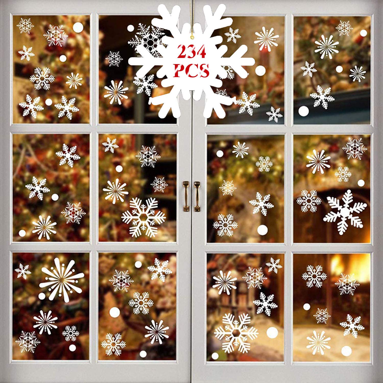 WELLXUNK® Christmas Window Stickers, Christmas Glass Decal, Static PVC Window Stickers, Snow Flakes Stickers Christmas Window Decorations Window Clings, Christmas Stickers for Window Display (M1)