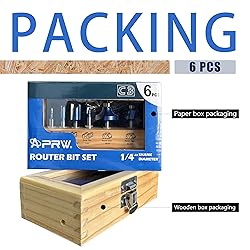 6Pcs Straight Router Bit Set Roundover/Core Box