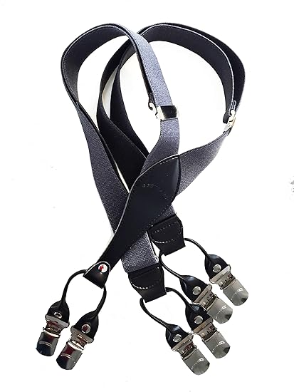BESTRAPS - Vintage Herren-Hosenträger - solide - Elegant - 3,5 cm - Breite Clips - Einstellbar Größe.