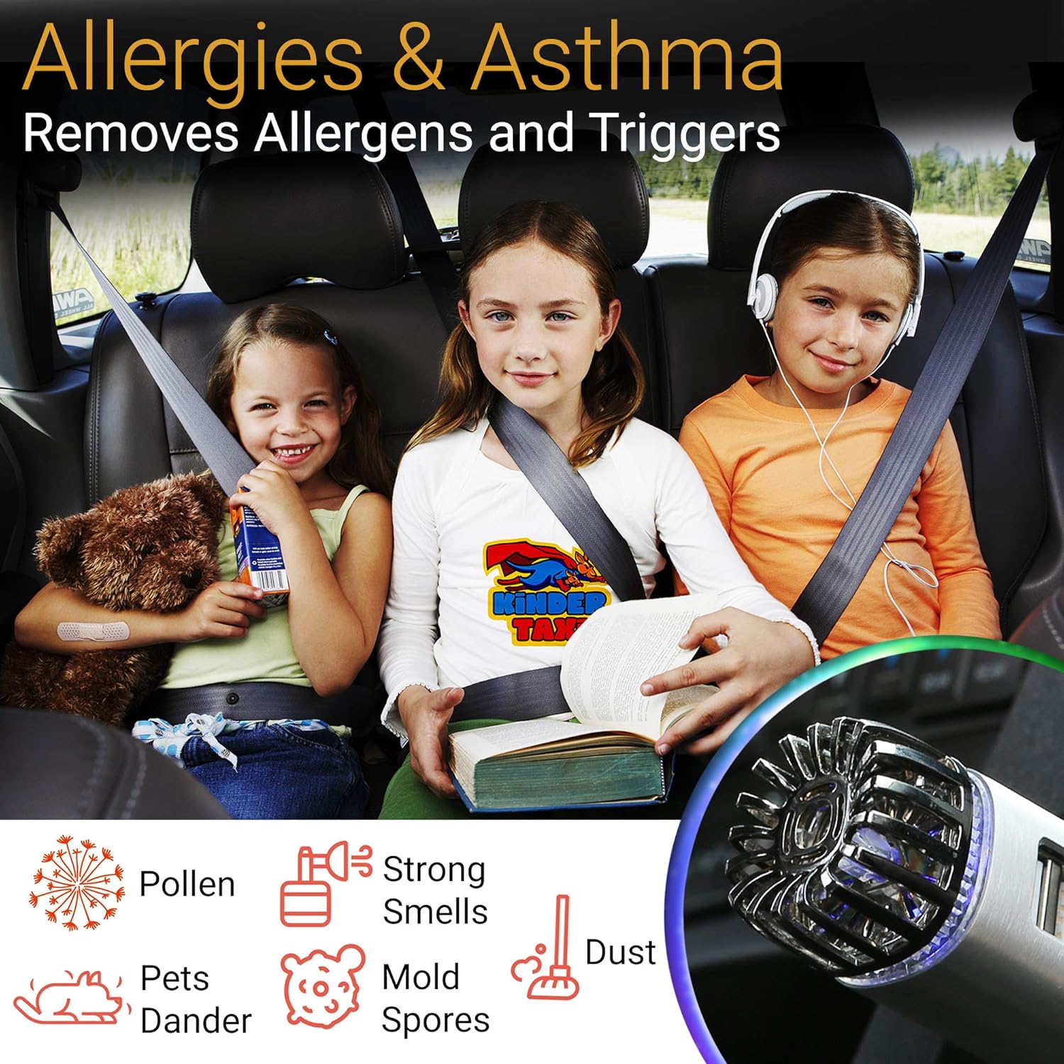 Car Air Purifier Ionizer - 12V Plug-in Ionic Anti-Microbial Car Deodorizer with Dual USB Charger - Smoke Smell, Pet and Food Odors, Allergens, Viruses Eliminator for Car (Matte Silver): Automotive