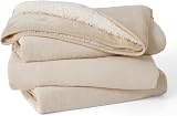 LE SURE Waterproof Fleece Blanket 229x218cm Reversible Cream Pet Throw