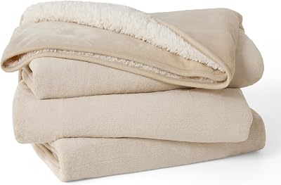 LE SURE Waterproof Fleece Blanket 229x218cm Reversible Cream Pet Throw