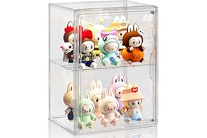 HOYOJA Clear Acrylic Display Case, Super Large Stackable Storage Bins Magnetic Attraction Lids, Acrylic Box with Compartment Divider for Collectibles, Figures, Cosmetic, Purse, Handbag, Wallet, 1 Pack