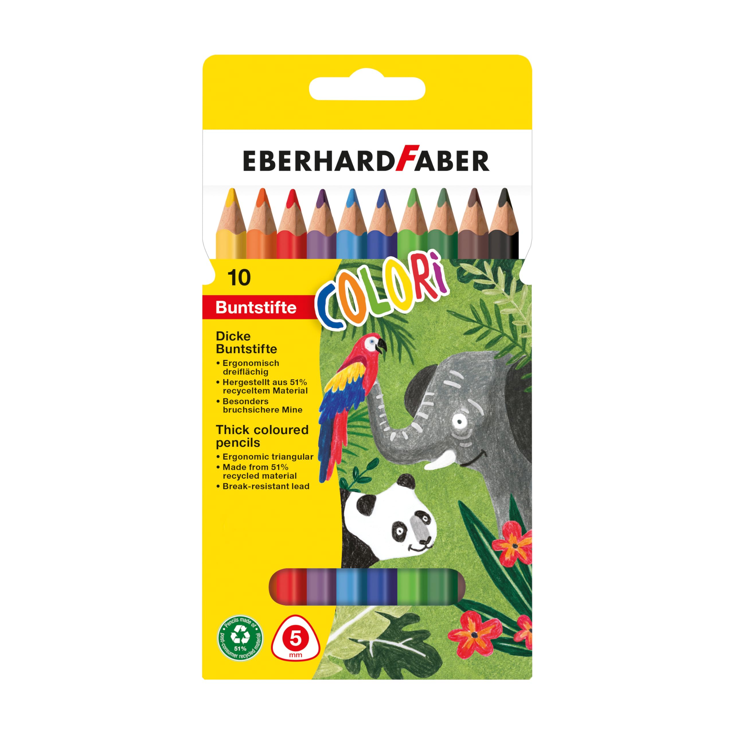 Eberhard Faber 511409 - Colouring Pencils Thick, Triple Faced, Pack of 10