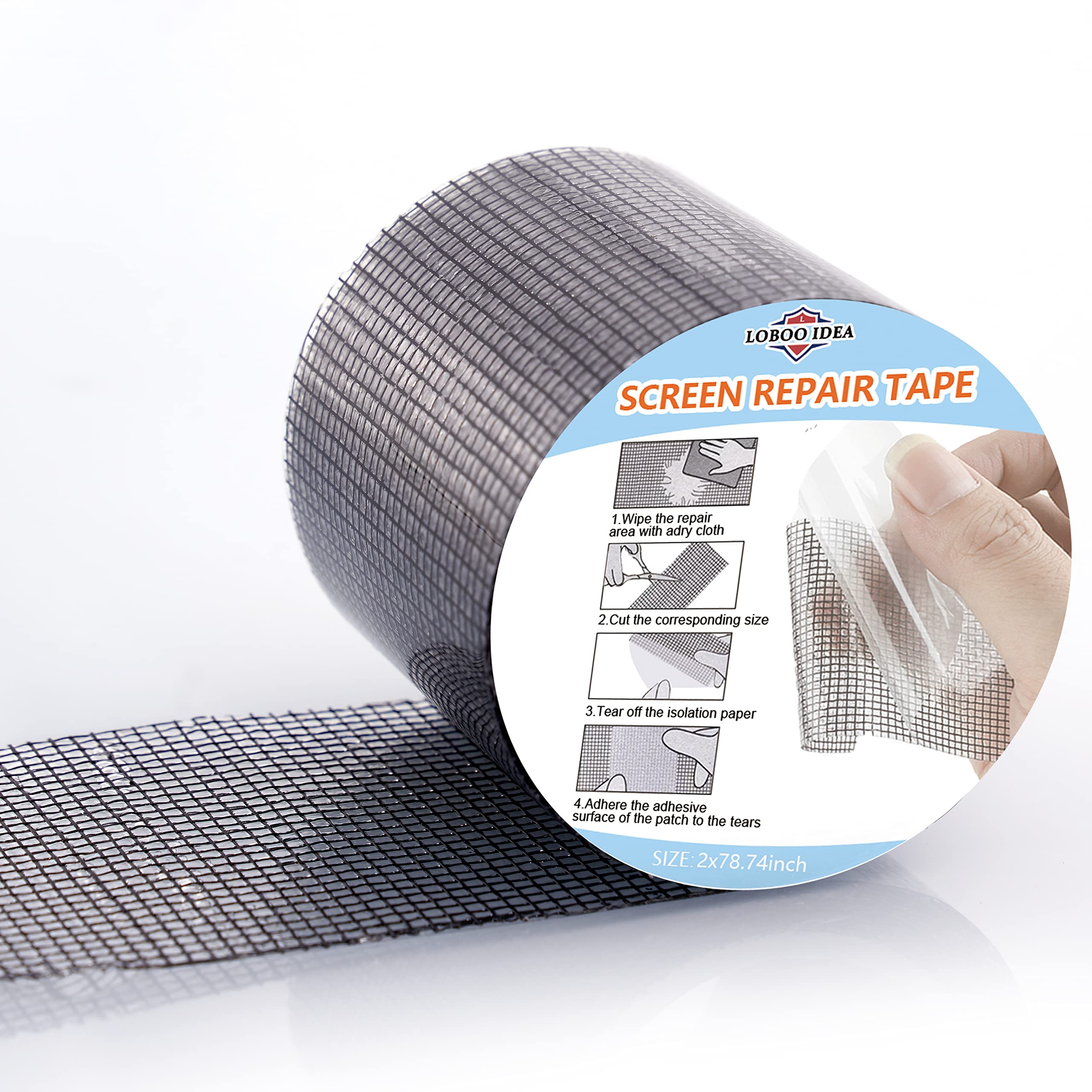 Loboo Idea Window Screen Repair Tape Grey, Screen Door Tape Mesh Repair Grey (5x200cm Grey)