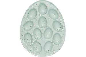 Now Designs Deviled Egg Tray, Robin Blue - Holds Dozen Eggs | Stoneware