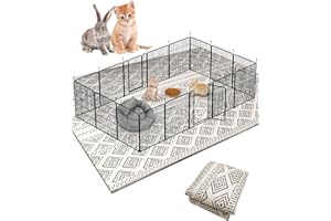 BNOSDM 79"" X 55"" Washable Bunny Cage Liners Large Rug for Rabbits Large Non Slip Pad for Bunnies Resuable Rabbit Liner for Chinchillas Cats Guinea Pigs Ferrets Dogs, Black+grey