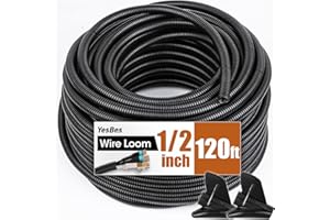 YESBES 120 FT Wire Loom 1/2 Inch, Split Wire Loom Tubing Wire Conduit, Wire Protector Tubing – Black