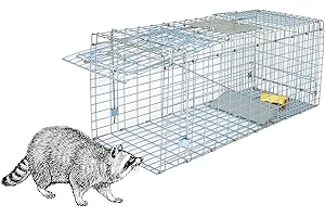Smartxchoices Live Animal Trap Cage, 32" X 12.5" X 12" Large Humane Rodent Catch Release Steel Cage 1-Door for Raccoon/Rabbits/Possum/Feral Cats/Squirrel/Skunk/Mink Outdoor Small Animals