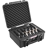VEVOR Hard Pistol Cases with Customized PU Foam, Waterproof & Dustproof Hard Gun Case for 6 Pistol & 21 Magazine, 19.3×17.1×8.3 in Lockable Pistol Case, Black