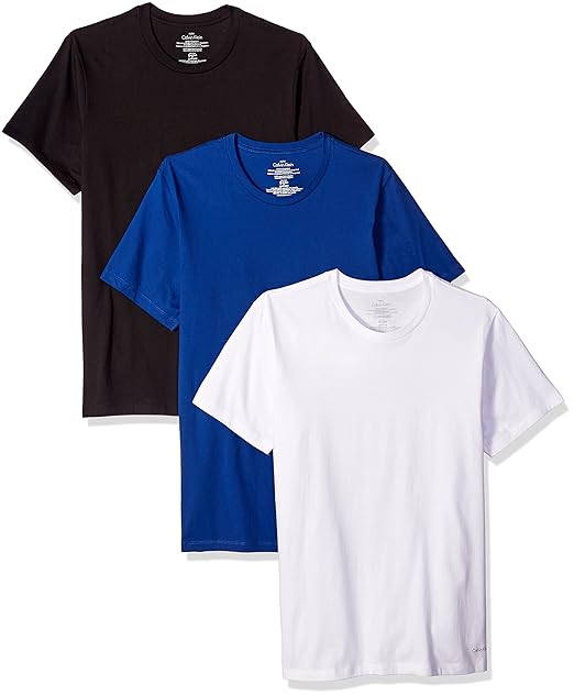 Calvin Klein Men's Undershirts Cotton Classics Multipack Crew Neck T-Shirts, White/Black/Dark Midnight, Medium