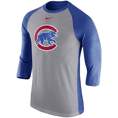 Nike Mens Chicago Cubs Gray 34-Sleeve Raglan T-Shirt