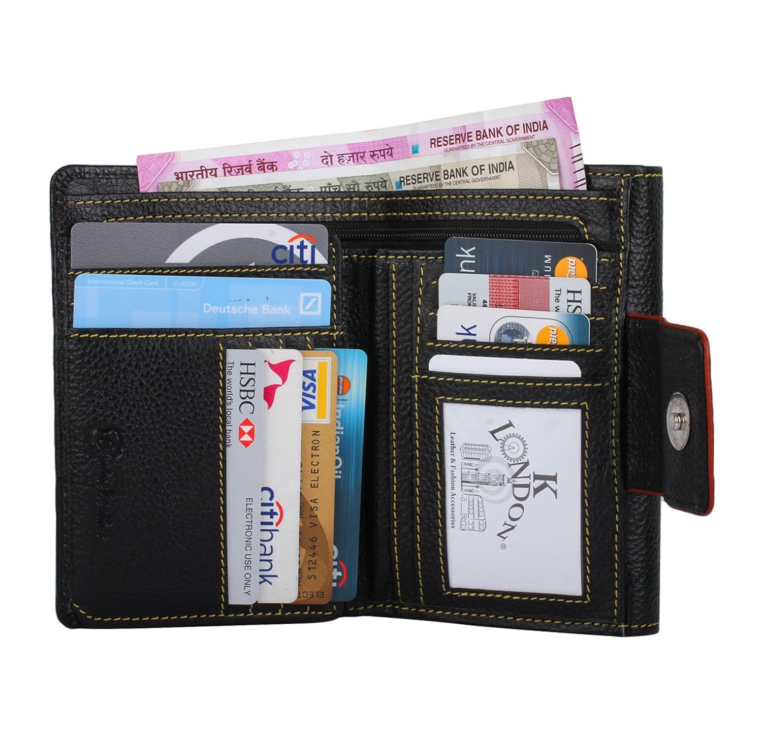 k london women's leather malden rushett clutch wallet (black)