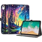 Lokigo Case for iPad (A16) 11th Generation 11 Inch 2025, for iPad 10th Generation 10.9 Inch 2022, Build with Pencil Holder/Hand Strap/Pocket, Protective 11th/10th Gen Stand Cover, Aurora