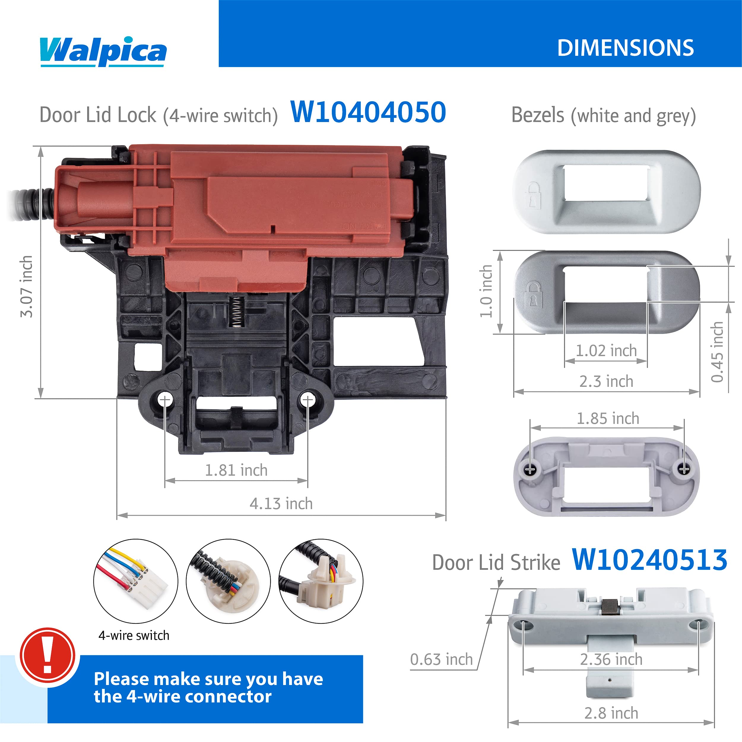 W10404050 W10238287 Lid lock for Maytag Centennial Washer Kenmore Washer Whirlpool Cabrio Washer Lid Lock Replacement Parts Lid Switch Replacement Door Latch Top Load Washing Machine Parts