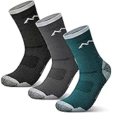 innotree 3 Pack Men's Merino Wool Hiking Socks, Micro Crew Cushioned Hiking Walking Thermal Moisture Wicking Trekking Socks