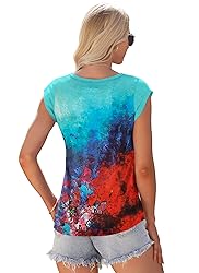 AUSELILY Womens Cap Sleeve T-Shirt Casual Loose Fit