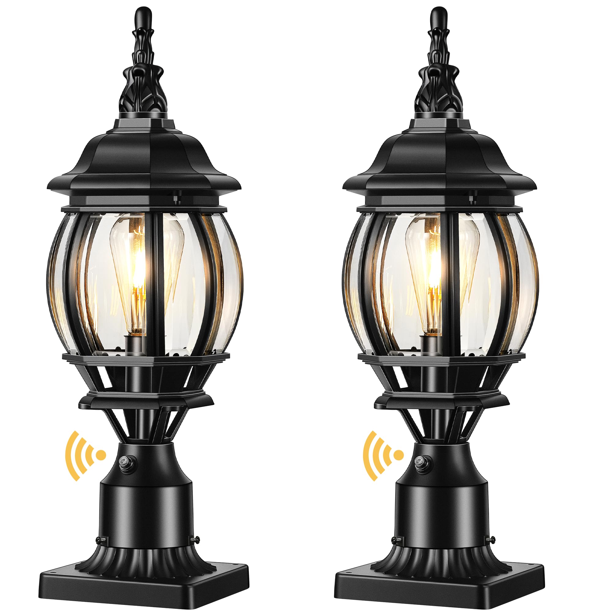 Photo 1 of VIANIS Hard Wired Dusk to Dawn Outdoor Post Lights, Modern Exterior Lamp Post Light Fixture with Pier Mount Base, Black Anti-Rust Waterproof Outdoor Pole Lights for Front Porch Patio, Garden, Pathway