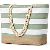 Becokan Beach Bags for Women Large Canvas Beach Tote Bag Beach Bags Waterproof Sandproof Swim Pool Bag Travel Essentials