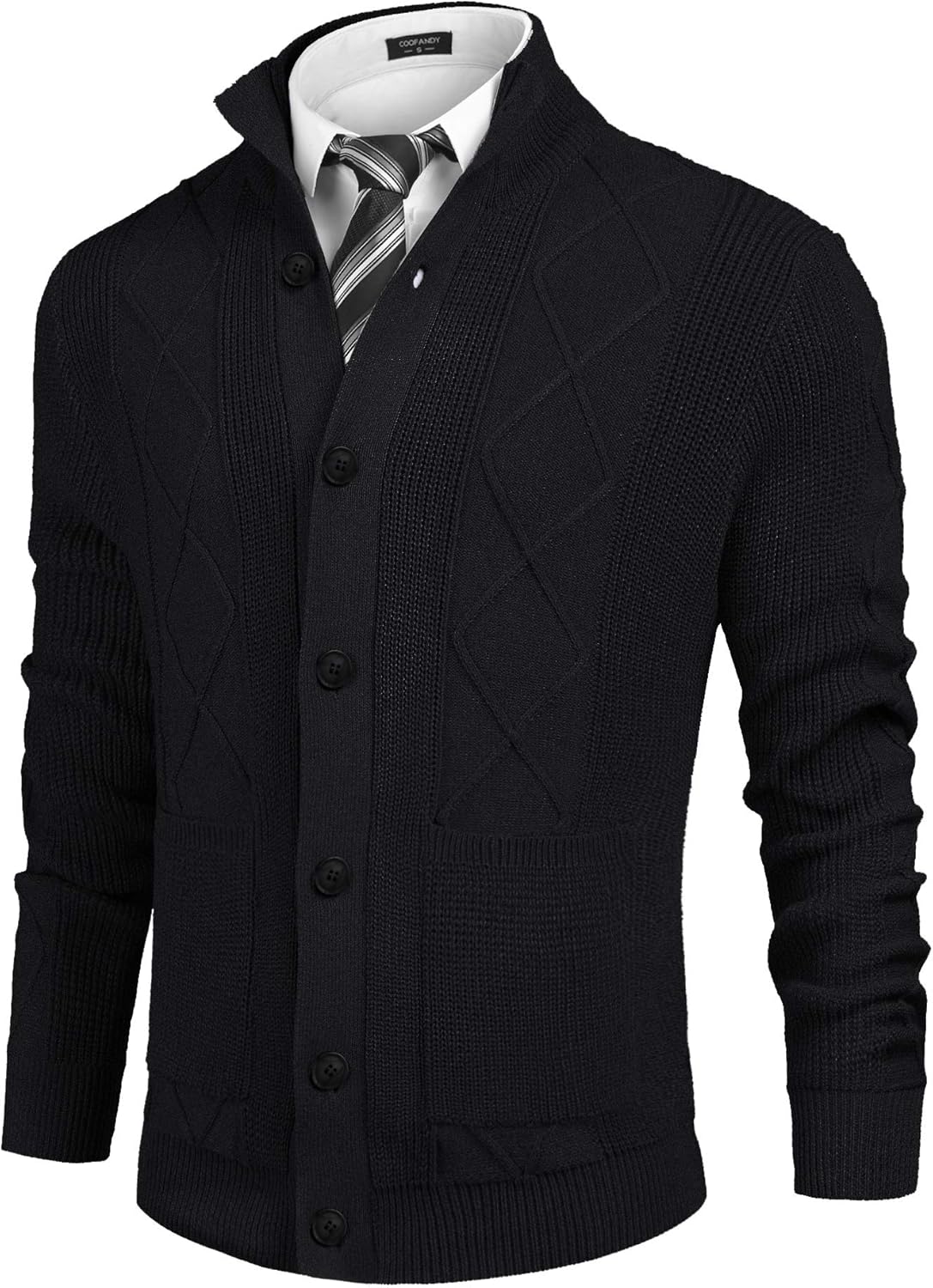 cardigan with collared shirt