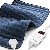 Heating Pad for Back Pain Relief, ZUODUN Electric Heating Pads for Cramps with Auto Shut Off & 6 Heat Levels, Moist Heat Therapy, Machine Washable, LED Controller, Gifts for Women, Men, Blue