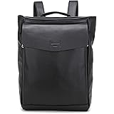 Kah&Kee Feaux Leather Backpack Purse for Women Casual Travel Daypack with Laptop Compartment 13 Inch (Black)
