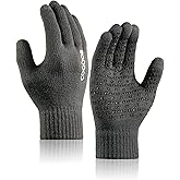 COOLJOB Warm Fleece Knit Winter Gloves for Men Women, Touch Screen Fingers, Non-slip Silicone Grip and Elastic Cuff