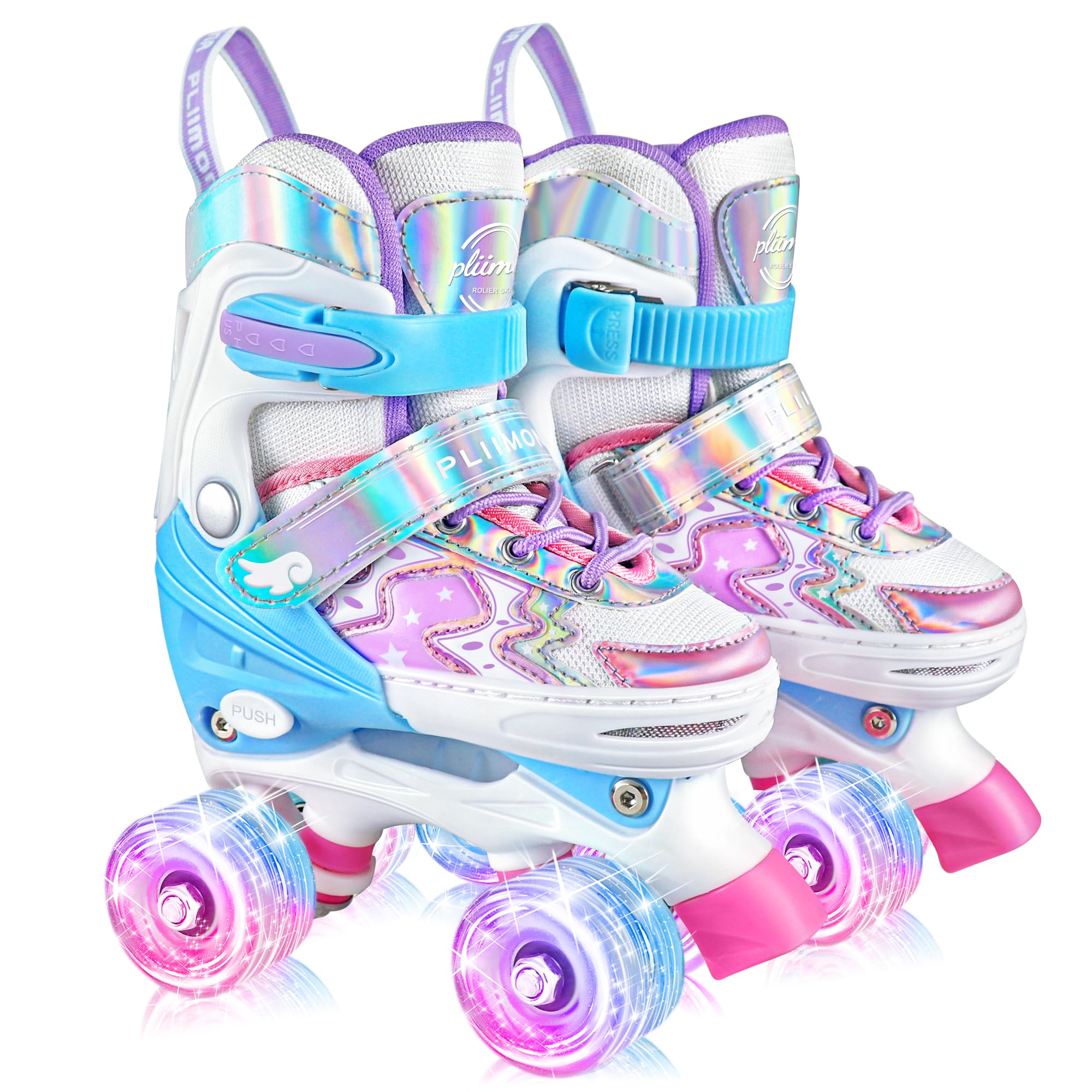 Photo 1 of Kids Roller Skates for Girls Boys Ages 5-8, Toddler Roller Skates for Ages 8-12, 4 Size Adjustable Light Up Wheels Rollerskates for Beginners Outdoor Indoor