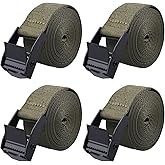Azarxis Lashing Straps Ratchet Tie Down Secure Cinch Strap Adjustable Cam Buckles Belts Heavy Duty up to 441 lbs Capacity for Motorcycle Cargo Kayak Boat Canoe Truck Trailer (Green - 4 Pack,3.3 ft)