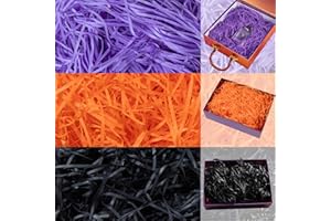 Gloreyan 3 Colors Halloween Shredded Paper Filler Raffia Paper Grass Crinkle Cut Tissue Paper for Gift Wrapping Basket Box Filling Birthdays Weddings Party Supply(8.5oz)
