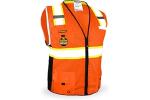 KwikSafety - Charlotte, NC - BIG KAHUNA Safety Vest [11 Pockets] Class 2 ANSI OSHA Reflective High Visibility Heavy Duty Surveyor Construction Lightweight Industrial Work Gear/Orange XL