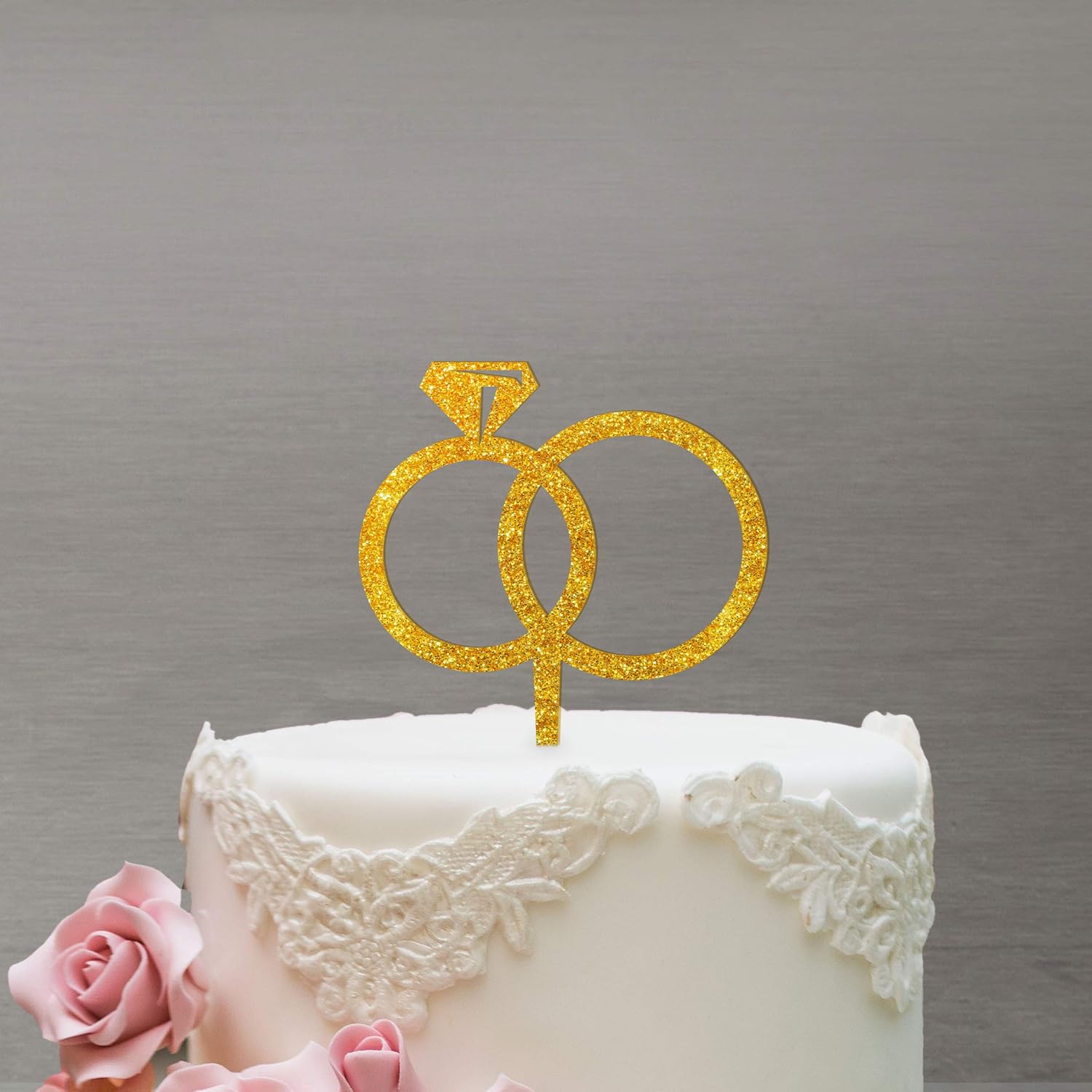 Dankeskarte Cake Topper Rings for Wedding Cake Acrylic Glass Gold