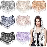 Triangle Lace Chapel Mantilla Veil Vintage Inspired Bridal Funeral Veil Women Church Catholic Travel Tulle Tassel Scarf