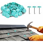 ABOOFAN Plastic Cap Nails 1.5 Inch, 200Pcs Galvanized Roofing Nails, Tar Paper Fasteners for House Wrap, Roofing Felt &amp; Foam Board Insulation, Wind-Resistant Ring Shank